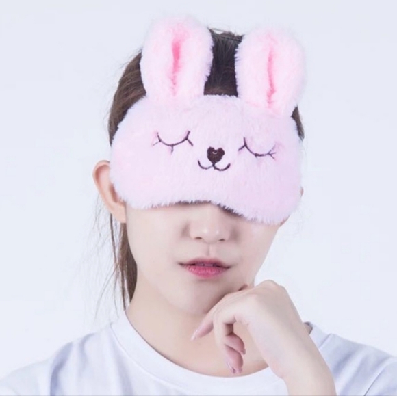 Super soft & cute pink rabbit eye mask with adjustable strap. Brand new. - Picture 6 of 8